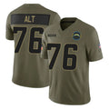 harde LA.Chargers #76 Joe Alt Player Olive 2025 Salute To Service Limited Game Stitched Jerseys