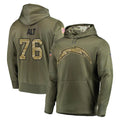harde LA.Chargers #76 Joe Alt Player Olive Salute to Service Pullover Hoodies Home Game Stitched Jerseys