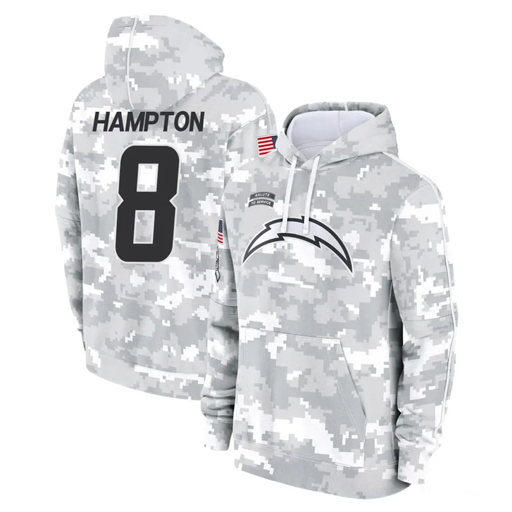 harde LA.Chargers #8 Omarion Hampton Player Arctic Camo Salute to Service Hoodies Limited Game Stitched Jerseys