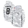 harde LA.Chargers #8 Omarion Hampton Player Arctic Camo Salute to Service Hoodies Limited Game Stitched Jerseys