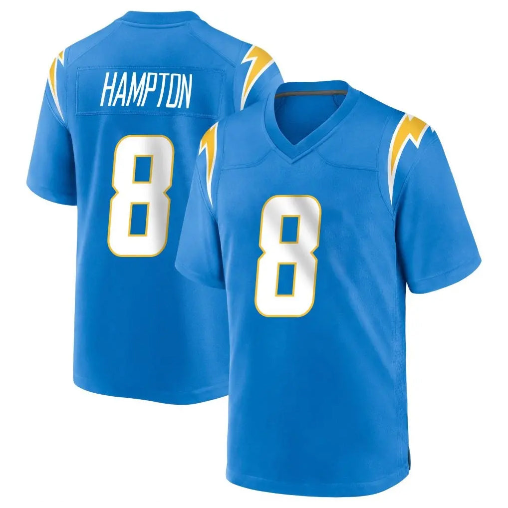 harde LA.Chargers #8 Omarion Hampton Player Blue Home Game Stitched Jerseys
