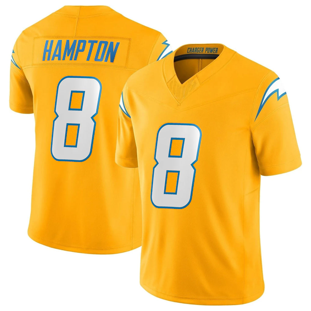 harde LA.Chargers #8 Omarion Hampton Player Gold Limited Vapor F.U.S.E. Home Game Stitched Jerseys
