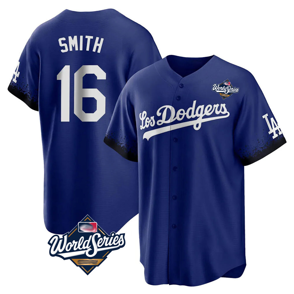 harde LA.Dodgers #16 Will Smith Player Royal World Series City Connect Home Game Stitched Jerseys