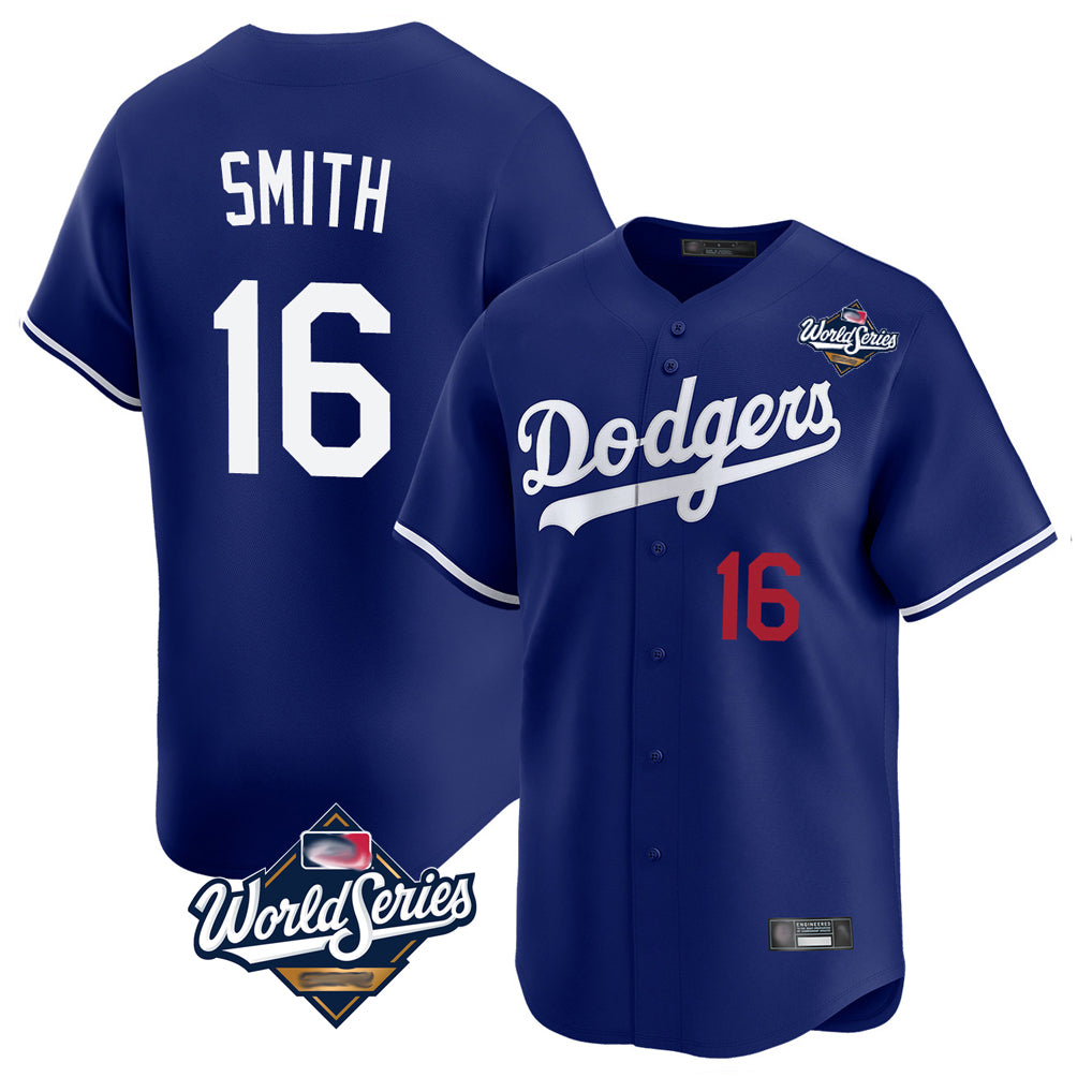 harde LA.Dodgers #16 Will Smith Player Royal World Series Limited Home Stitched Jerseys