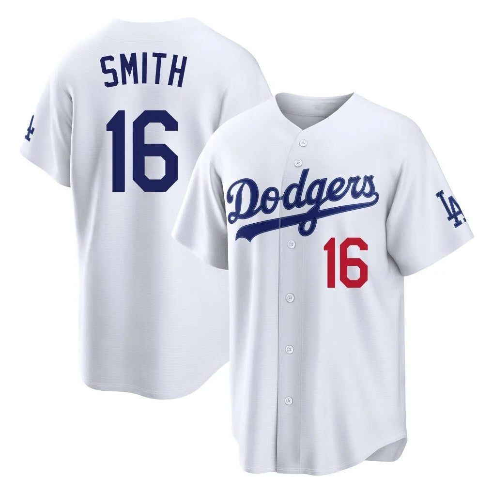 harde LA.Dodgers #16 Will Smith Player White Home Game Stitched Jerseys
