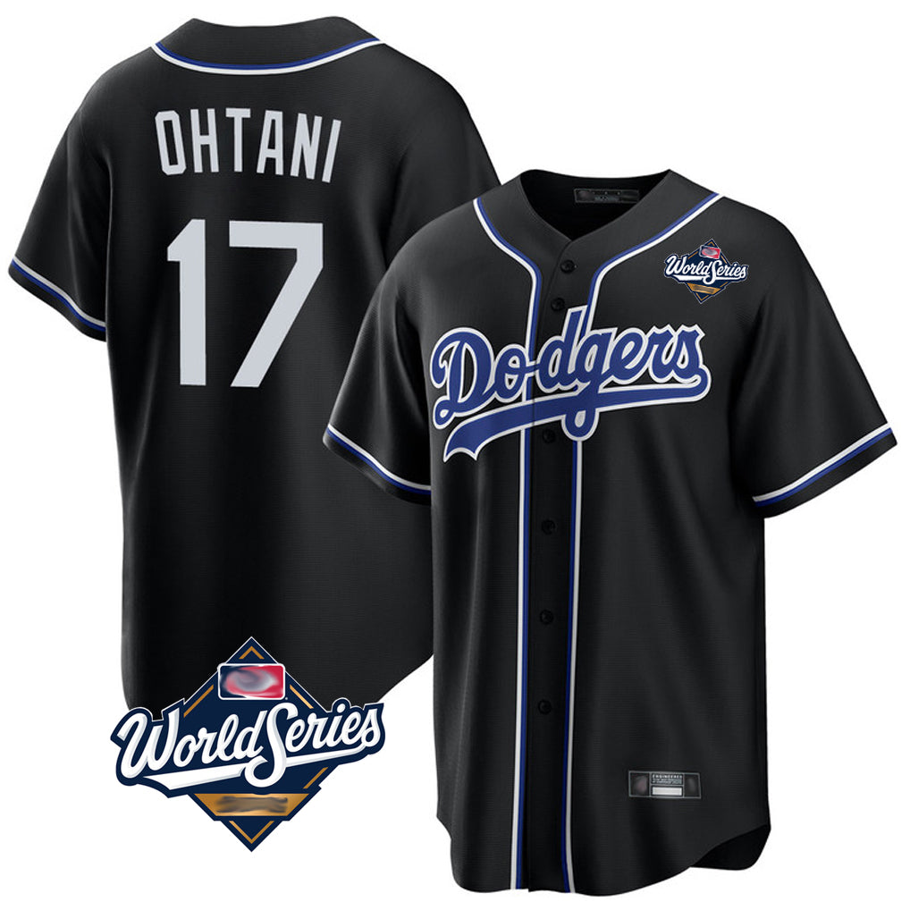 harde LA.Dodgers #17 Shohei Ohtani Player Black World Series Carbon Limited Home Stitched Jerseys