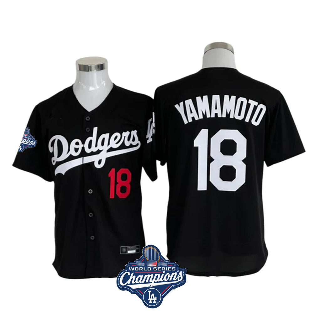 harde LA.Dodgers #18 Yoshinobu Yamamoto Player Black World Series Meet Limited Home Stitched Jerseys