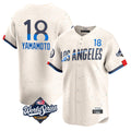harde LA.Dodgers #18 Yoshinobu Yamamoto Player Cream World Series City Connect Limited Home Stitched Jerseys