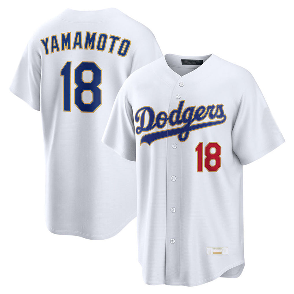 harde LA.Dodgers #18 Yoshinobu Yamamoto Player Gold White 2026 Collection Stadium Limited Stitched Jerseys