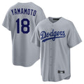 harde LA.Dodgers #18 Yoshinobu Yamamoto Player Gray Game Stitched Jerseys