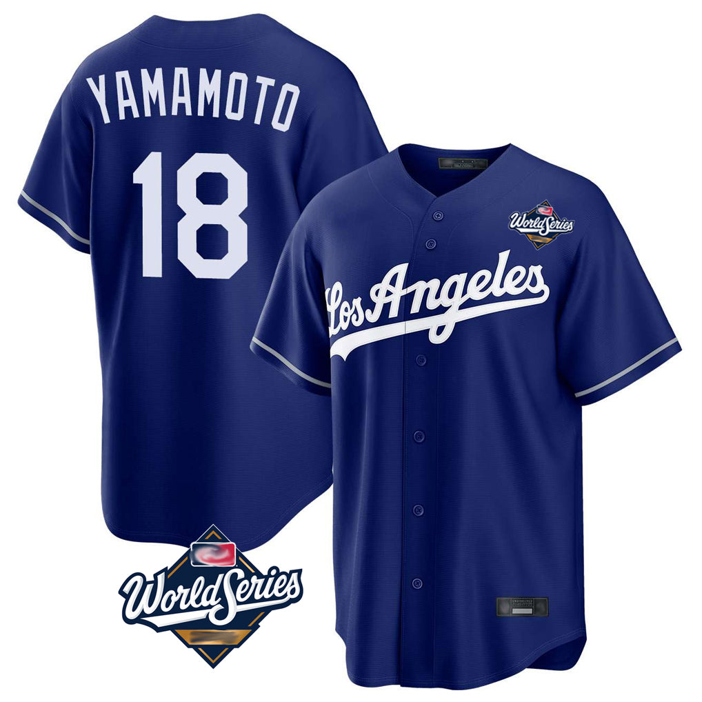 harde LA.Dodgers #18 Yoshinobu Yamamoto Player Royal World Series Game Stitched Jerseys