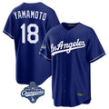 harde LA.Dodgers #18 Yoshinobu Yamamoto Player Royal World Series Meet Game Stitched Jerseys