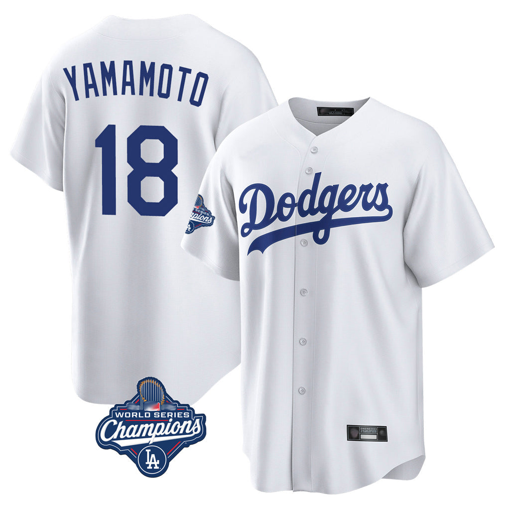 harde LA.Dodgers #18 Yoshinobu Yamamoto Player White World Series Meet Game Home Stitched Jerseys