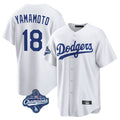 harde LA.Dodgers #18 Yoshinobu Yamamoto Player White World Series Meet Game Home Stitched Jerseys