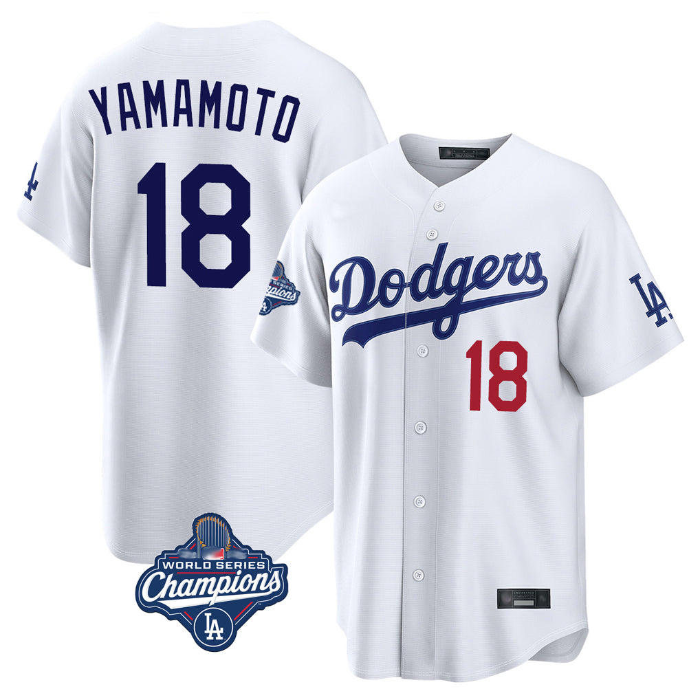 harde LA.Dodgers #18 Yoshinobu Yamamoto Player White World Series Meet Home Game Stitched Jerseys