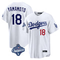 harde LA.Dodgers #18 Yoshinobu Yamamoto Player White World Series Meet Home Game Stitched Jerseys