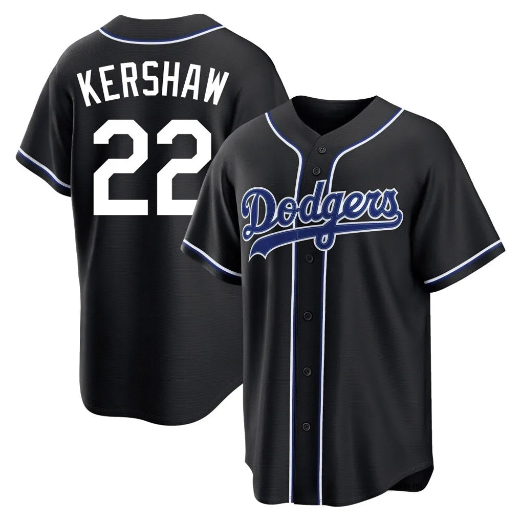 harde LA.Dodgers #22 Clayton Kershaw Player Black Carbon Limited Home Stitched Jerseys