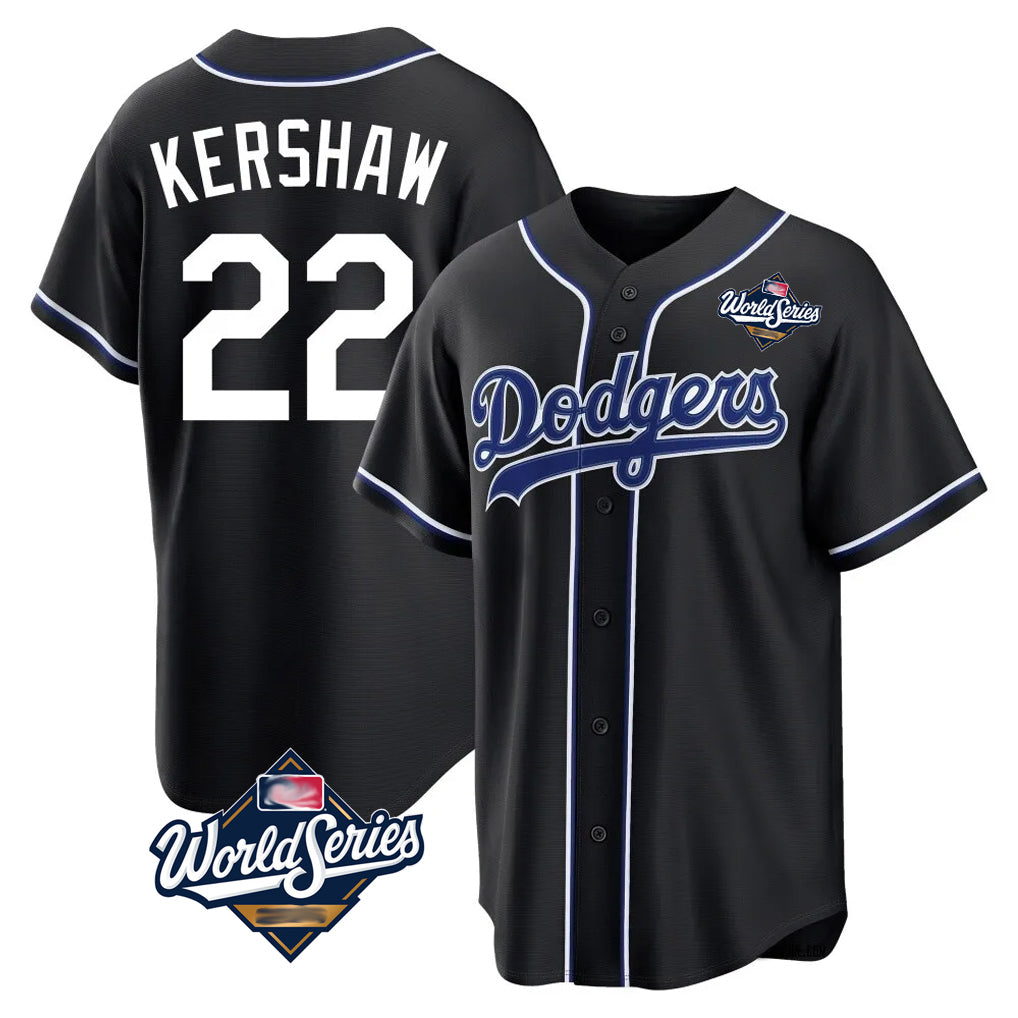 harde LA.Dodgers #22 Clayton Kershaw Player Black World Series Carbon Limited Home Stitched Jerseys
