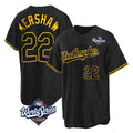 harde LA.Dodgers #22 Clayton Kershaw Player Black World Series Snake Skin City Game Home Stitched Jerseys