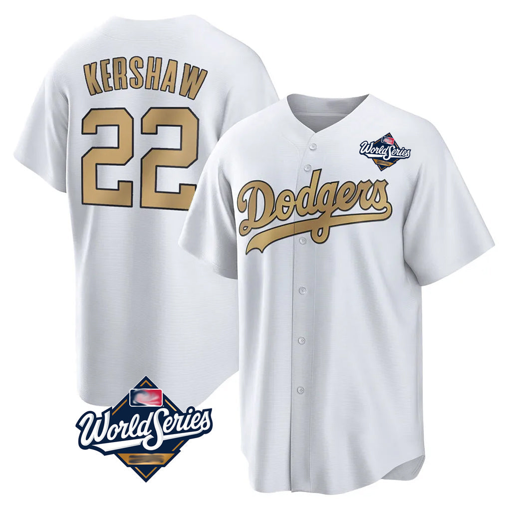 harde LA.Dodgers #22 Clayton Kershaw Player Gold World Series Collection Game Home Stitched Jerseys