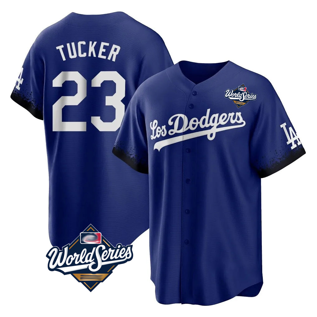 harde LA.Dodgers #23 Kyle Tucker Player Royal World Series City Connect Home Game Stitched Jerseys