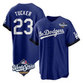 harde LA.Dodgers #23 Kyle Tucker Player Royal World Series City Connect Home Game Stitched Jerseys