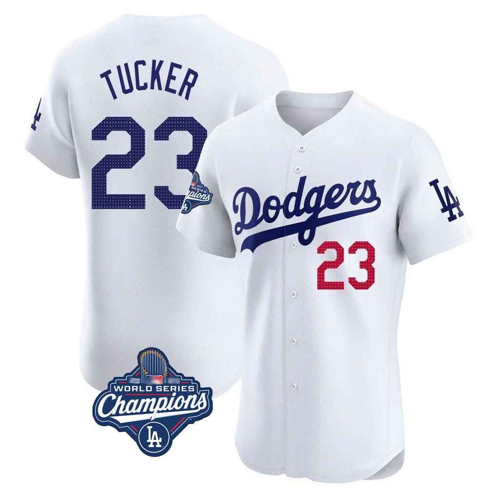 harde LA.Dodgers #23 Kyle Tucker Player White World Series Meet  Limited Elite Home Stitched Jerseys
