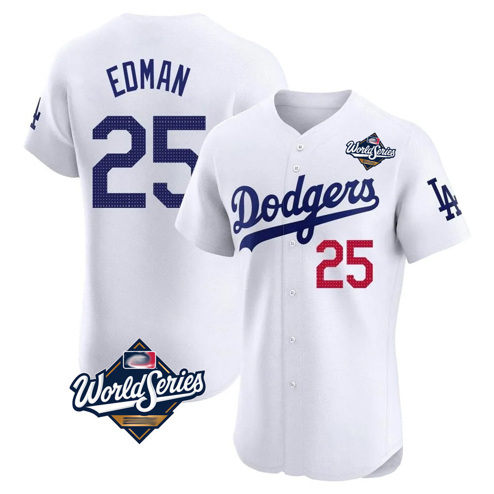harde LA.Dodgers #25 Tommy Edman Player Gold White World Series Limited Elite Home Stitched Jerseys