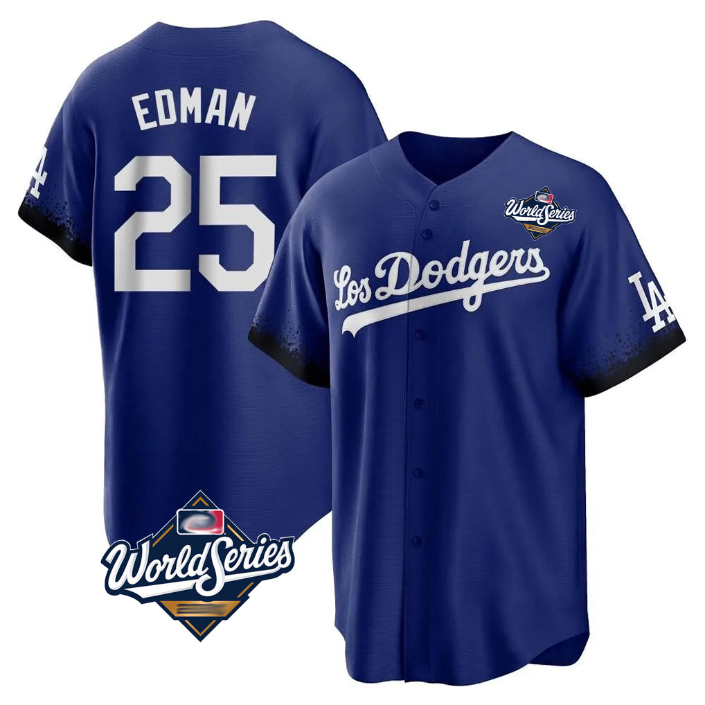 harde LA.Dodgers #25 Tommy Edman Player Royal World Series City Connect Home Game Stitched Jerseys