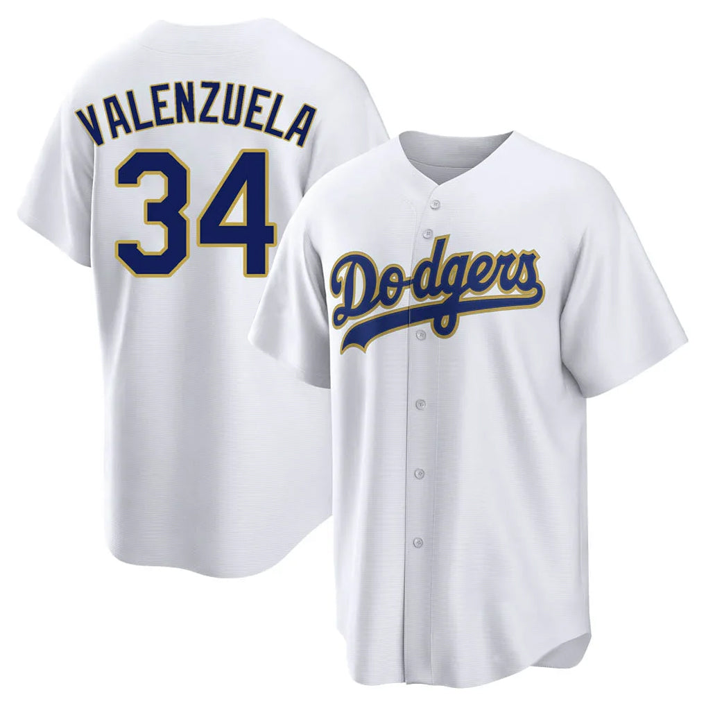 harde LA.Dodgers #34 Fernando Valenzuela Player Gold White 2026 Collection Stadium Game Stitched Jerseys