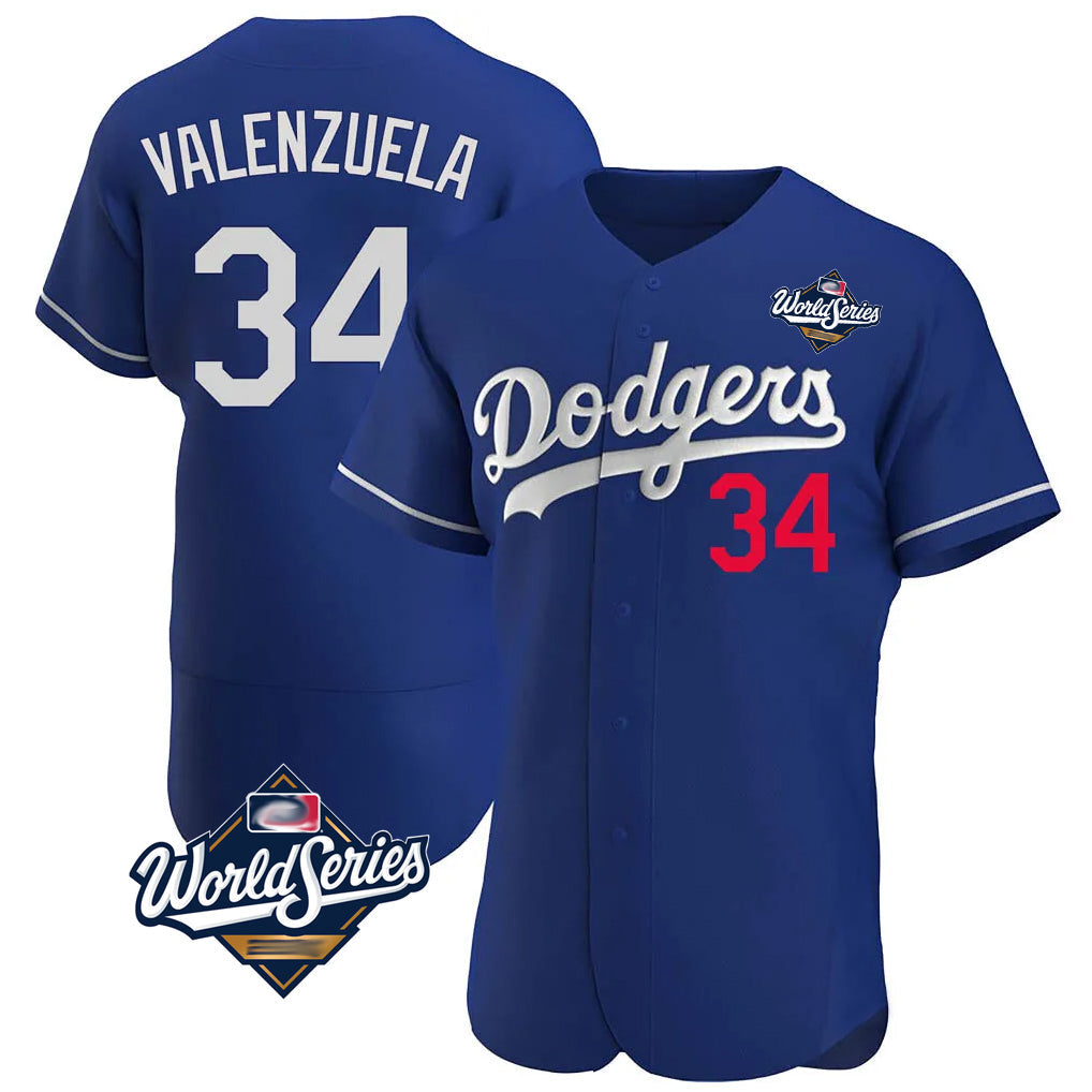 harde LA.Dodgers #34 Fernando Valenzuela Player Royal World Series Limited Elite Home Stitched Jerseys