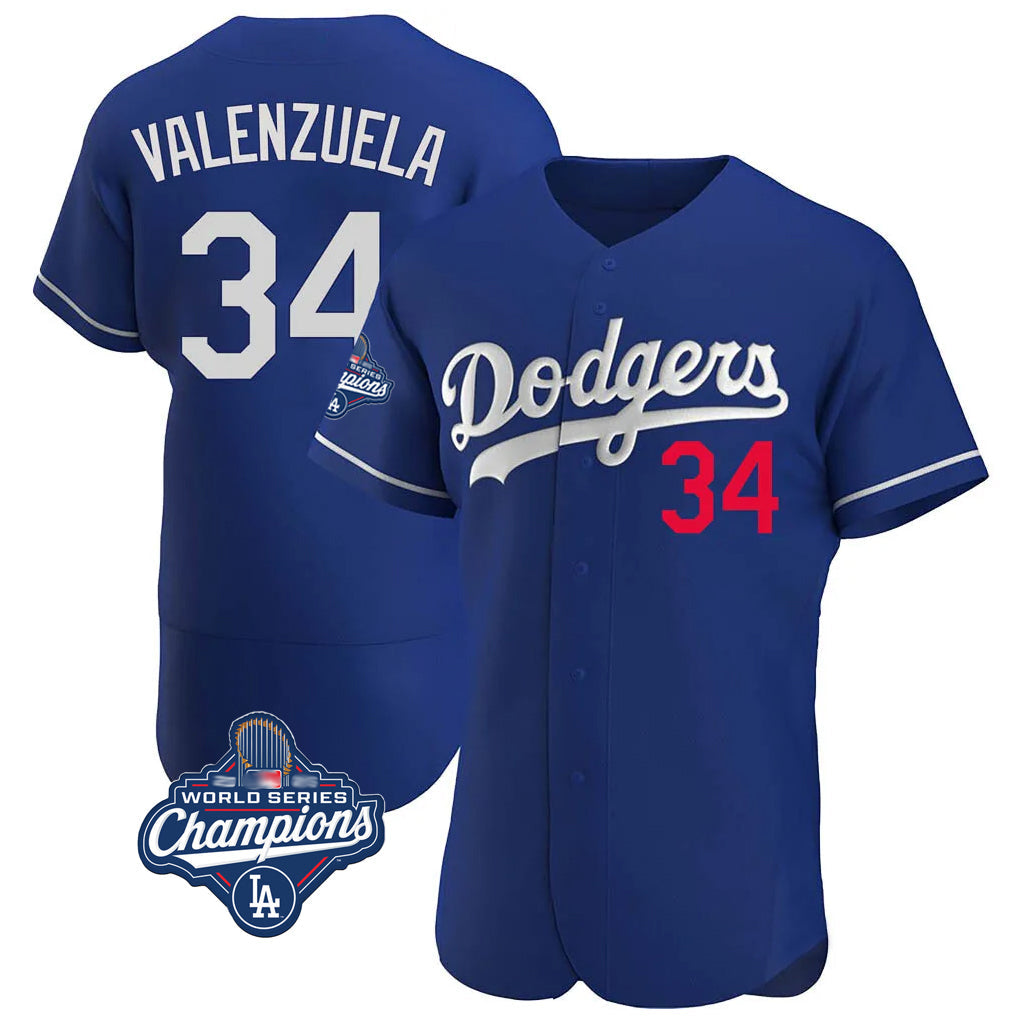 harde LA.Dodgers #34 Fernando Valenzuela Player Royal World Series Meet Limited Elite Home Stitched Jerseys