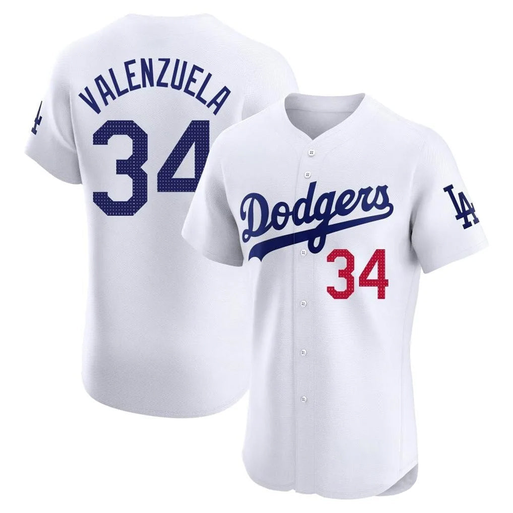 harde LA.Dodgers #34 Fernando Valenzuela Player White Limited Elite Home Stitched Jerseys