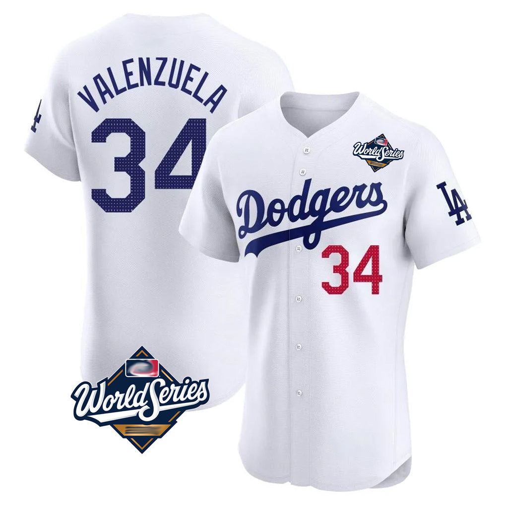harde LA.Dodgers #34 Fernando Valenzuela Player White World Series Limited Elite Home Stitched Jerseys