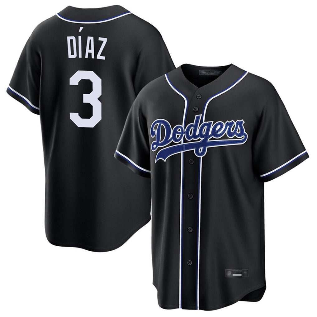 harde LA.Dodgers #3 Edwin D¡§aaz Player Black Carbon Limited Home Stitched Jerseys