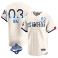 harde LA.Dodgers #3 Edwin D¡§aaz Player Cream World Series Meet City Connect Limited Home Stitched Jerseys