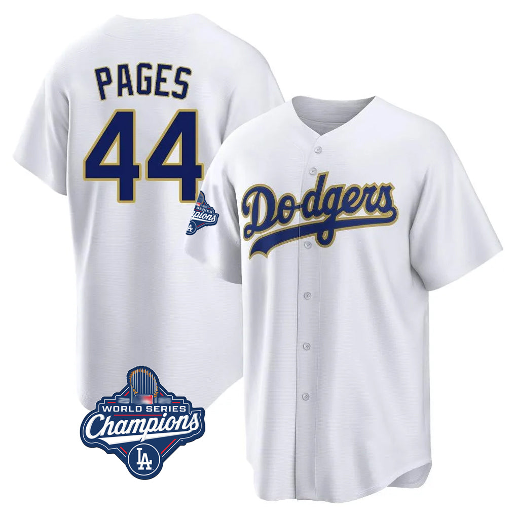 harde LA.Dodgers #44 Andy Pages Player Gold White World Series Meet 2026 Collection Stadium Game Stitched Jerseys