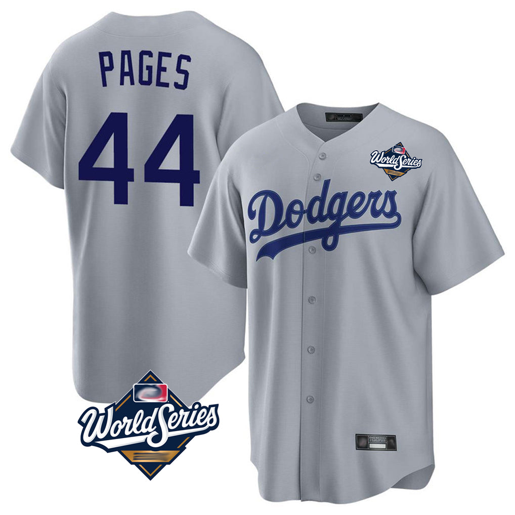 harde LA.Dodgers #44 Andy Pages Player Gray World Series Game Stitched Jerseys