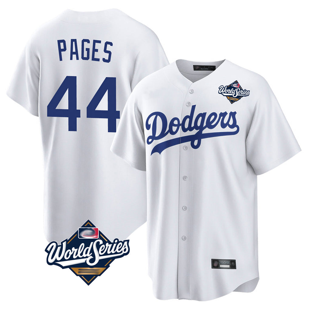 harde LA.Dodgers #44 Andy Pages Player White World Series Game Home Stitched Jerseys