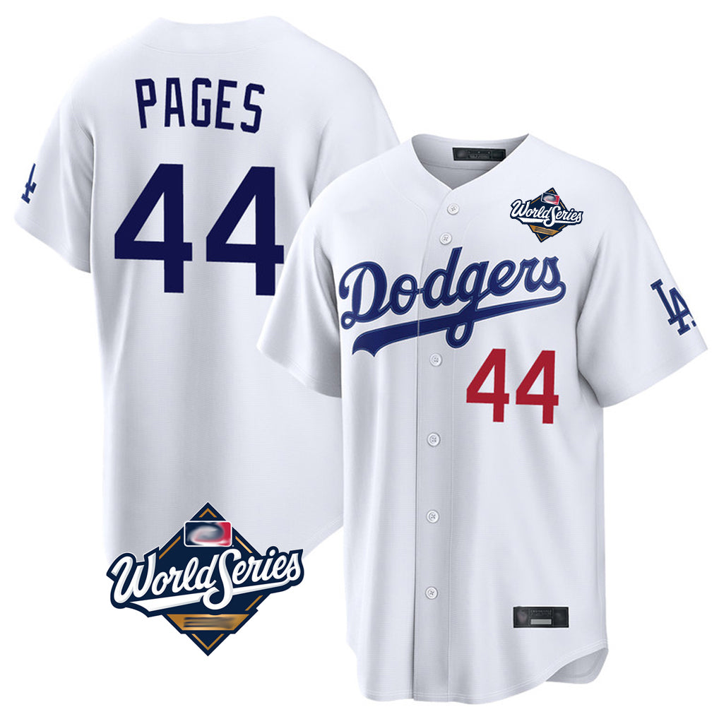 harde LA.Dodgers #44 Andy Pages Player White World Series Home Game Stitched Jerseys