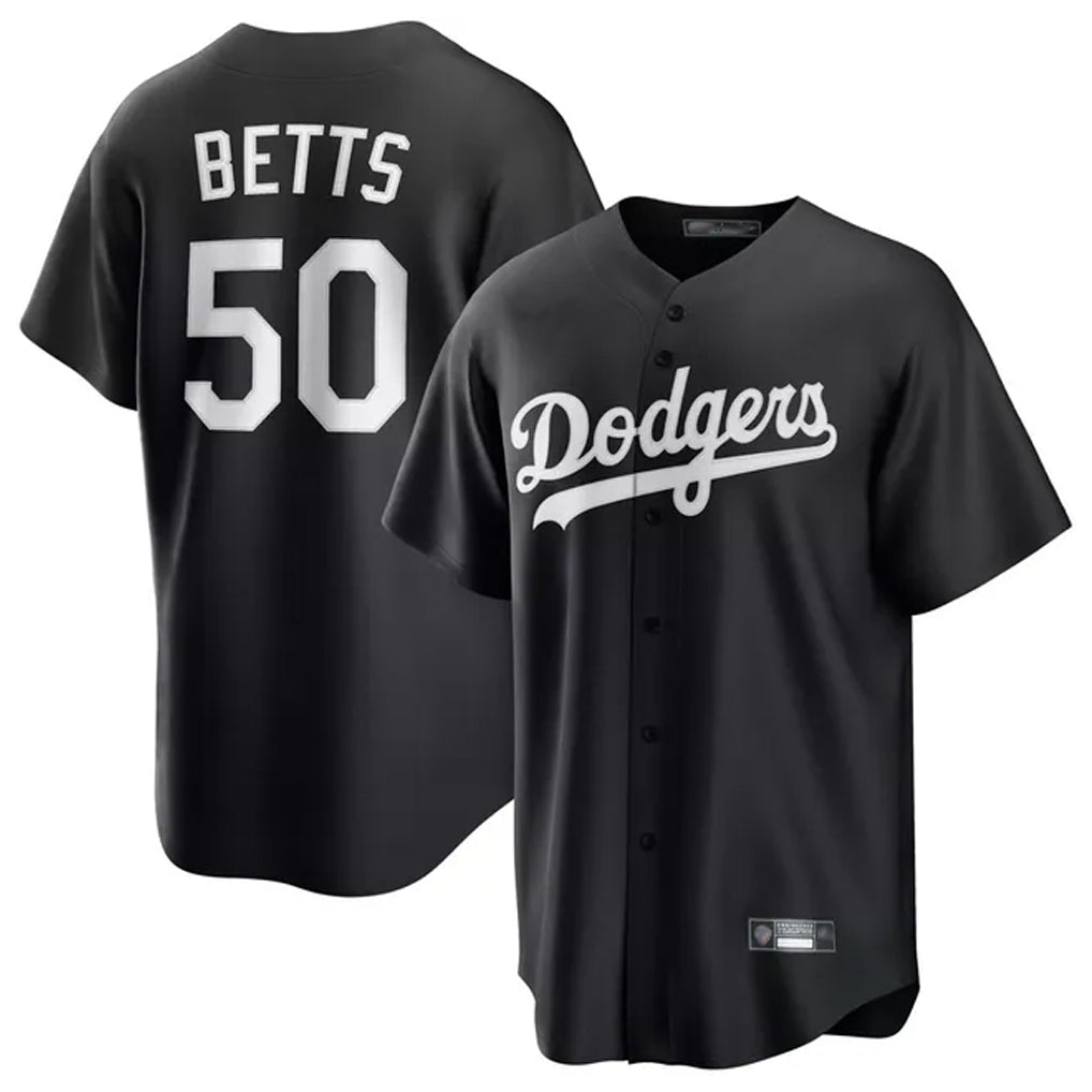 harde LA.Dodgers #50 Mookie Betts Player Black Carbon Limited Game Stitched Jerseys