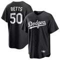 harde LA.Dodgers #50 Mookie Betts Player Black Carbon Limited Game Stitched Jerseys