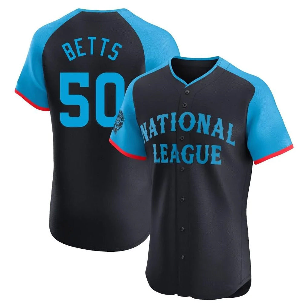harde LA.Dodgers #50 Mookie Betts Player Black National League All-Star Limited Home Stitched Jerseys