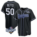 harde LA.Dodgers #50 Mookie Betts Player Black World Series Carbon Limited Home Stitched Jerseys