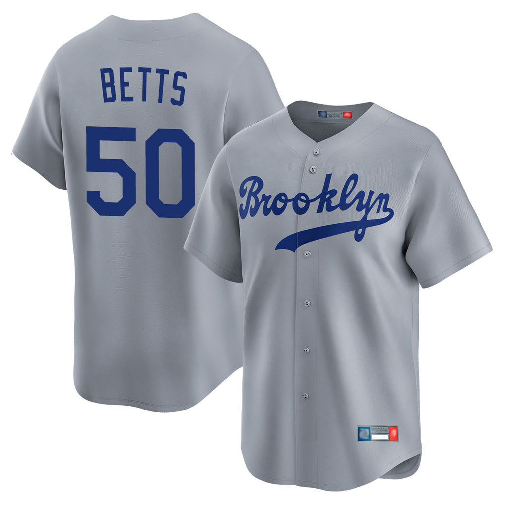 harde LA.Dodgers #50 Mookie Betts Player Gray Game Limited Home Stitched Jerseys