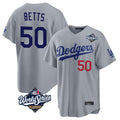 harde LA.Dodgers #50 Mookie Betts Player Gray World Series Game Home Stitched Jerseys