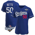 harde LA.Dodgers #50 Mookie Betts Player Royal World Series Limited Elite Home Stitched Jerseys