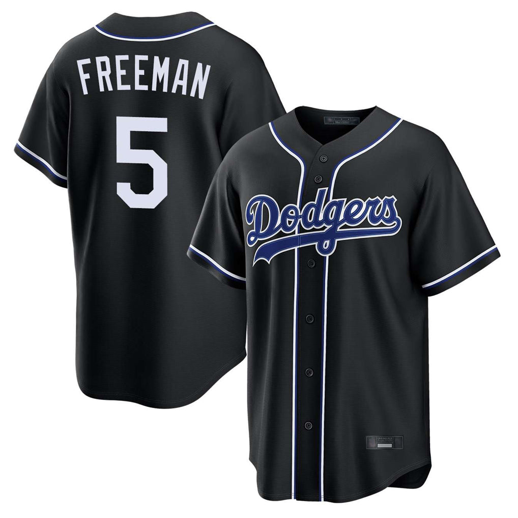 harde LA.Dodgers #5 Freddie Freeman Player Black Carbon Limited Home Stitched Jerseys
