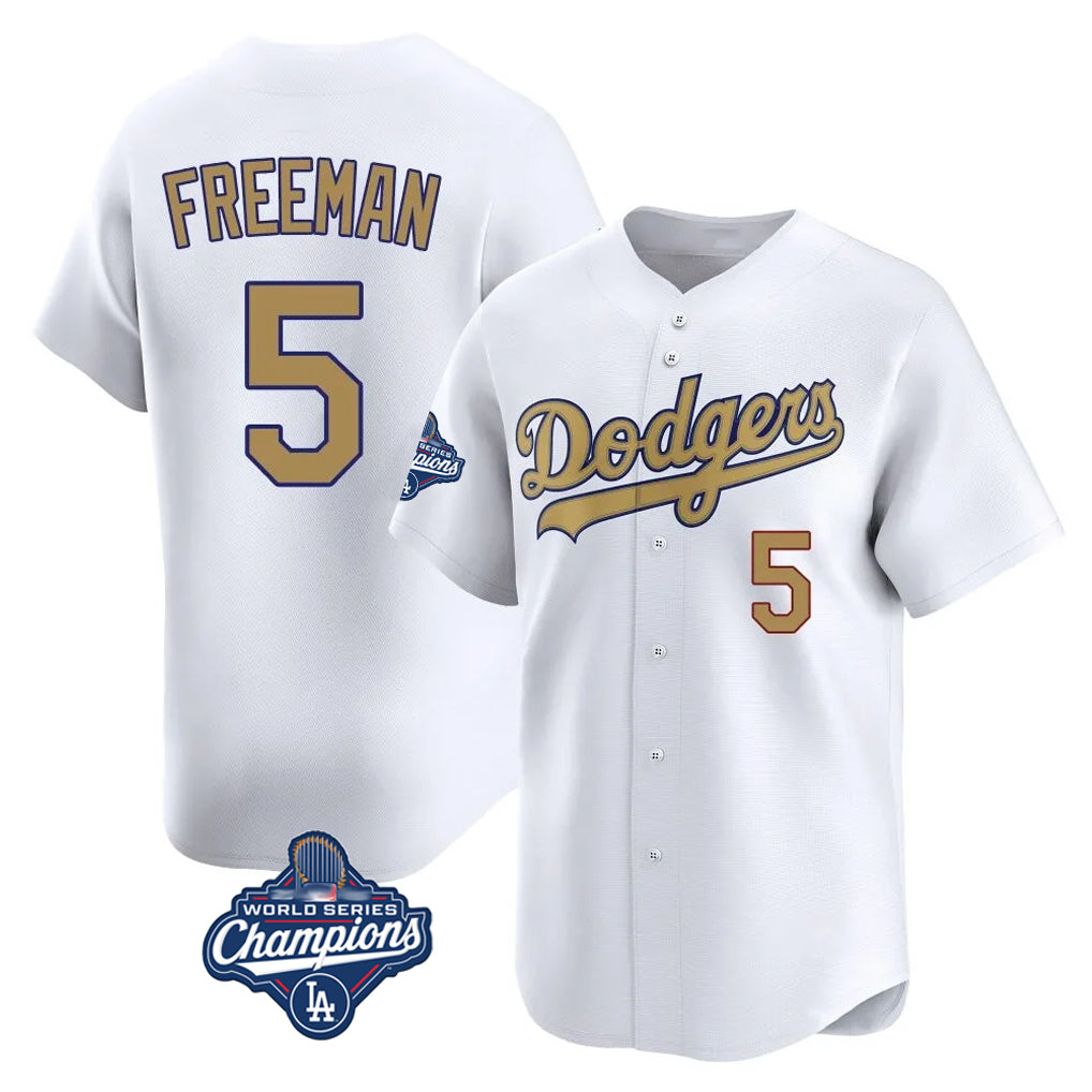 harde LA.Dodgers #5 Freddie Freeman Player White World Series Meet Collection Limited Home Stitched Jerseys