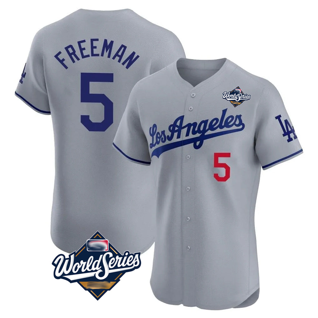 harde LA.Dodgers #5 Freddie Freeman Player Gray World Series Limited Elite Home Stitched Jerseys